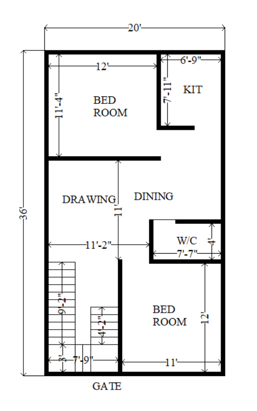 20 x 36 sqft house plan