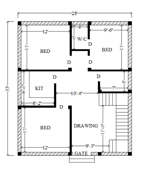 28 x 33 floor plan design