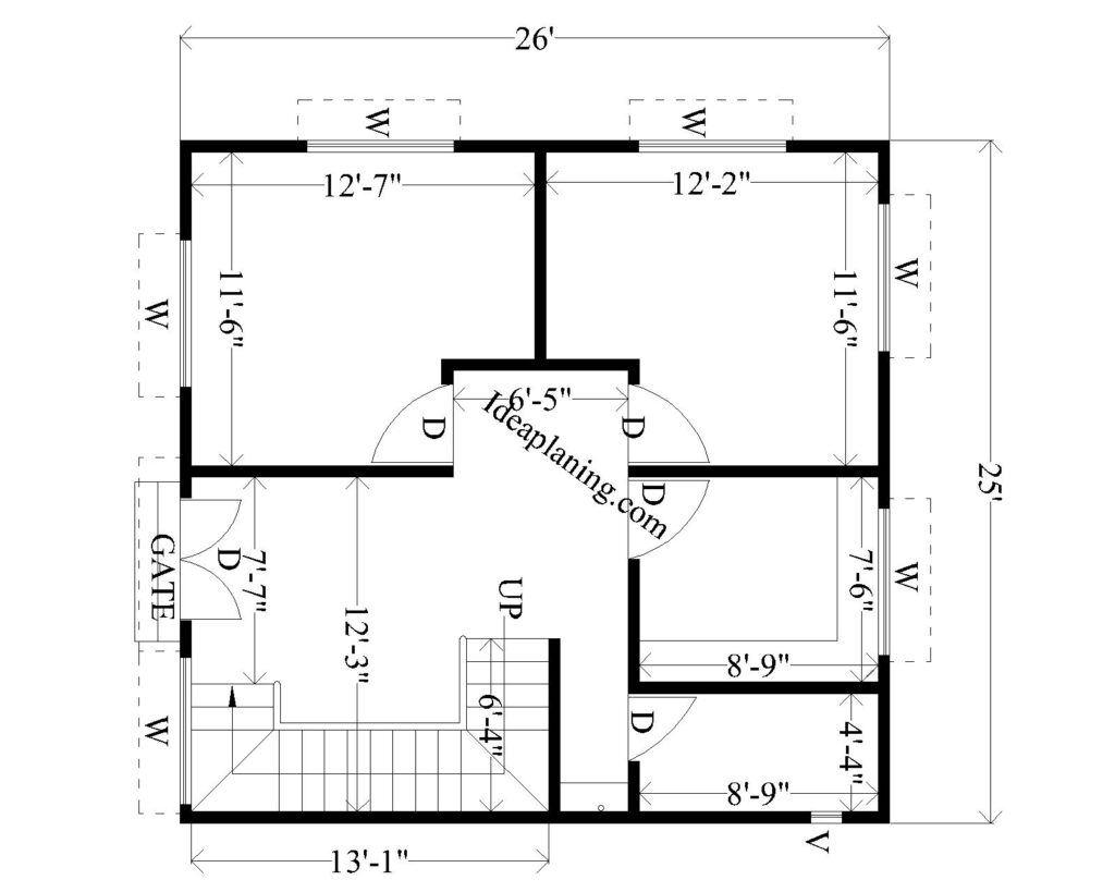 25 x 26 house plan