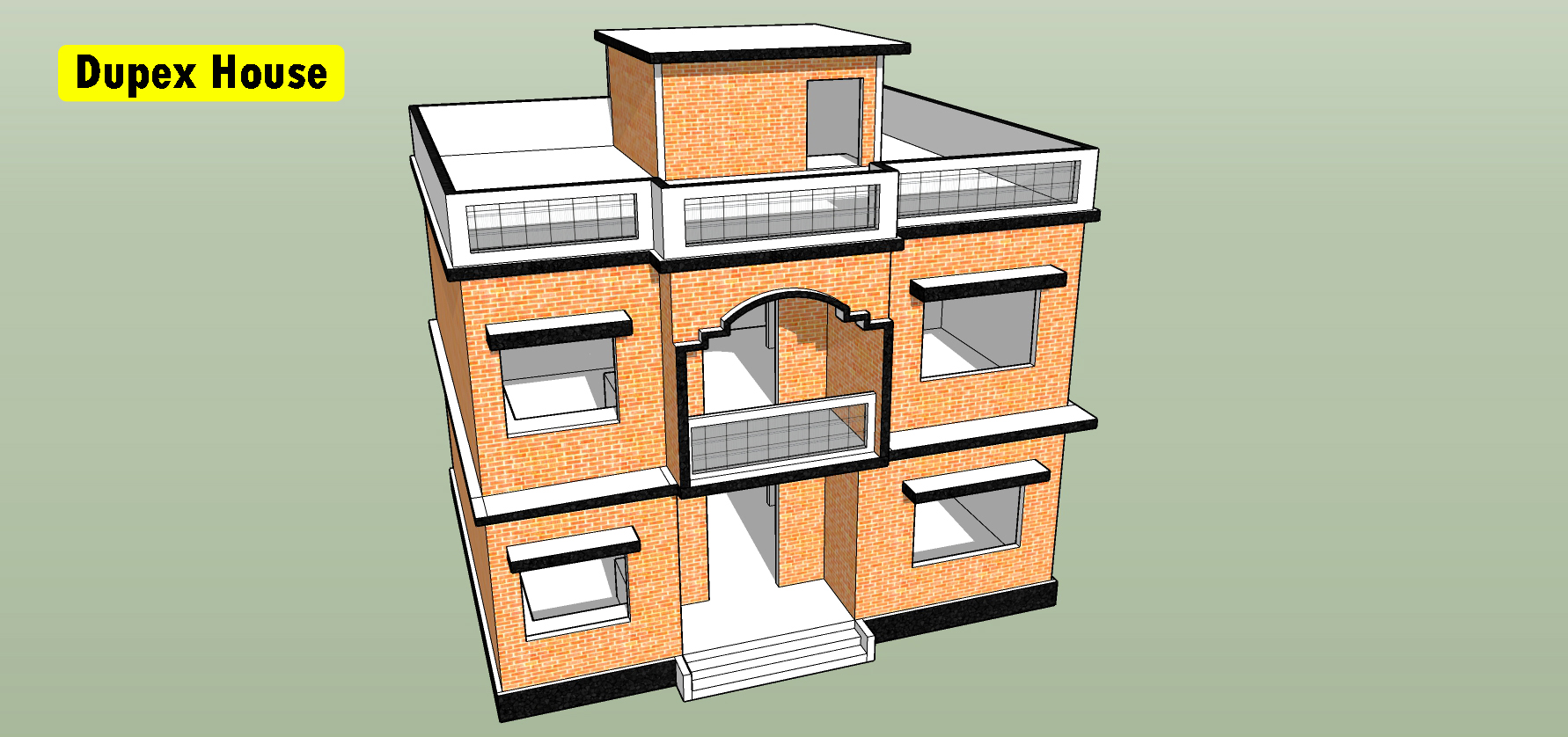 30 x 26 duplex 3d front elevation