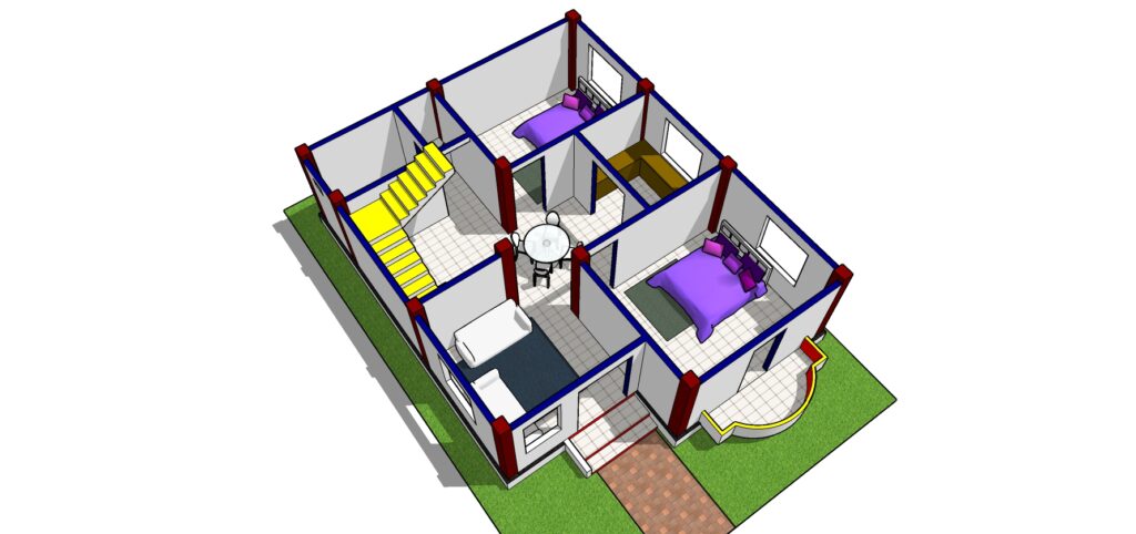 26 by 36 house plan with 3d elevation