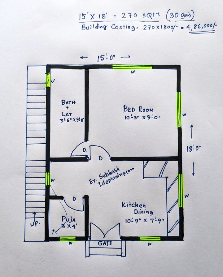 15x18 small best 30 gaj house design