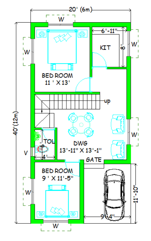 20-by-40-house-plan-with-car-parking