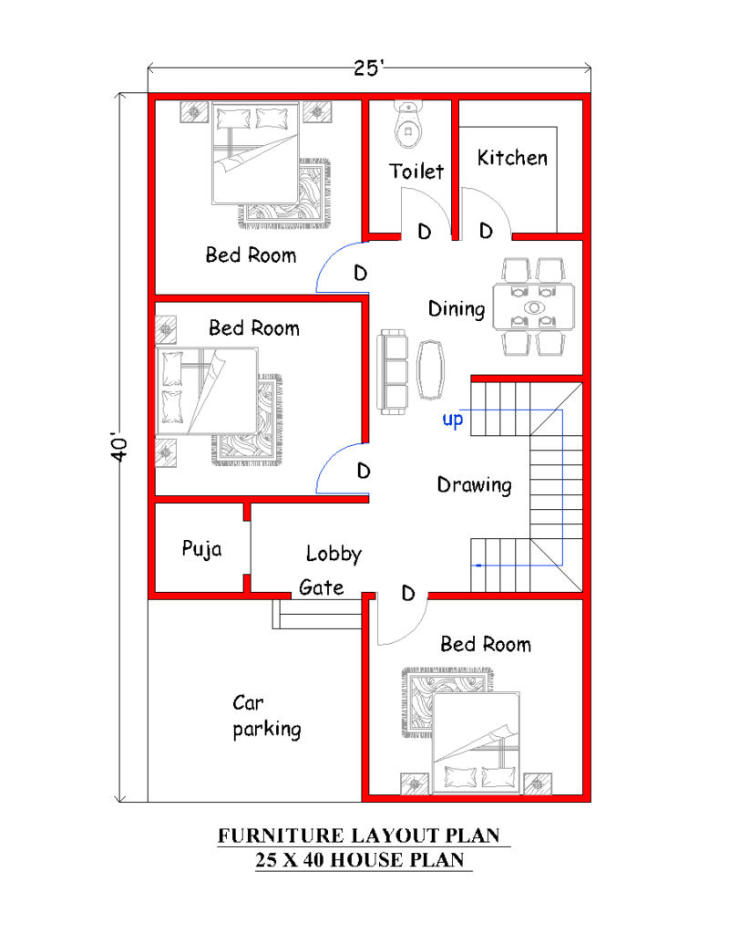 Online Best 25x40 house plan cost