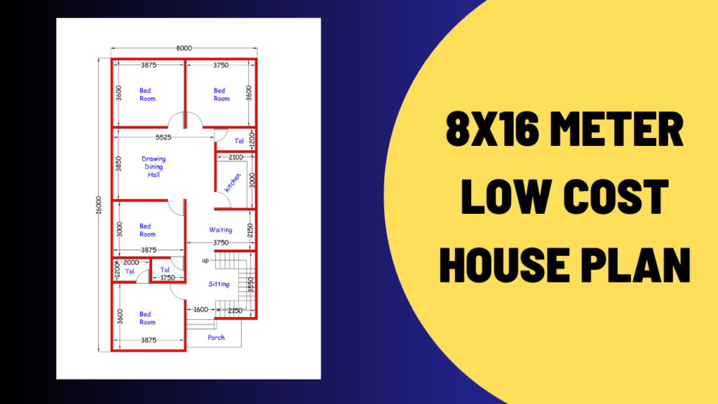 8x16 meter low cost affordable House Design