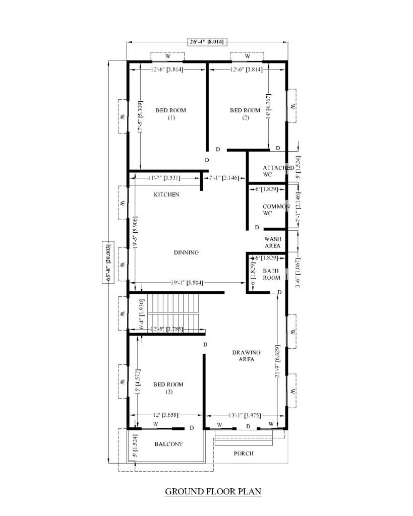 8 x 20 meter house plan design