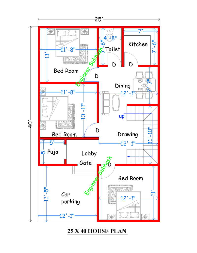 Online Best 25x40 house plan cost