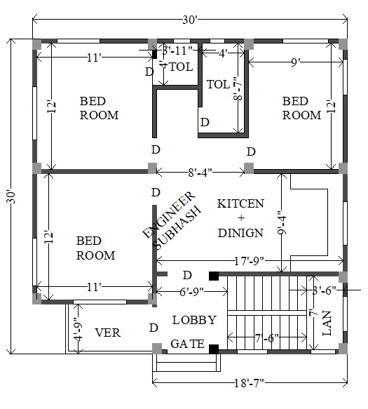 900 square feet makan ka naksha