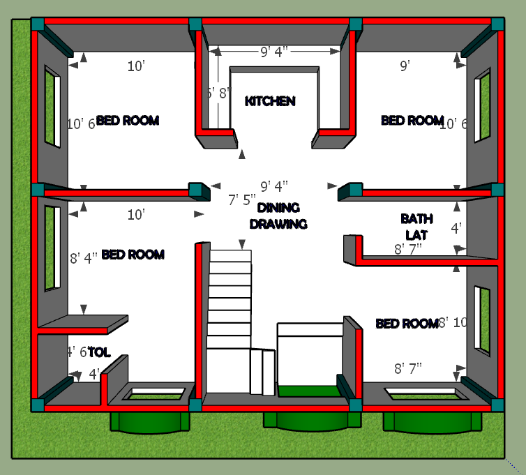 25 x 30 modern best 4 bhk house plan