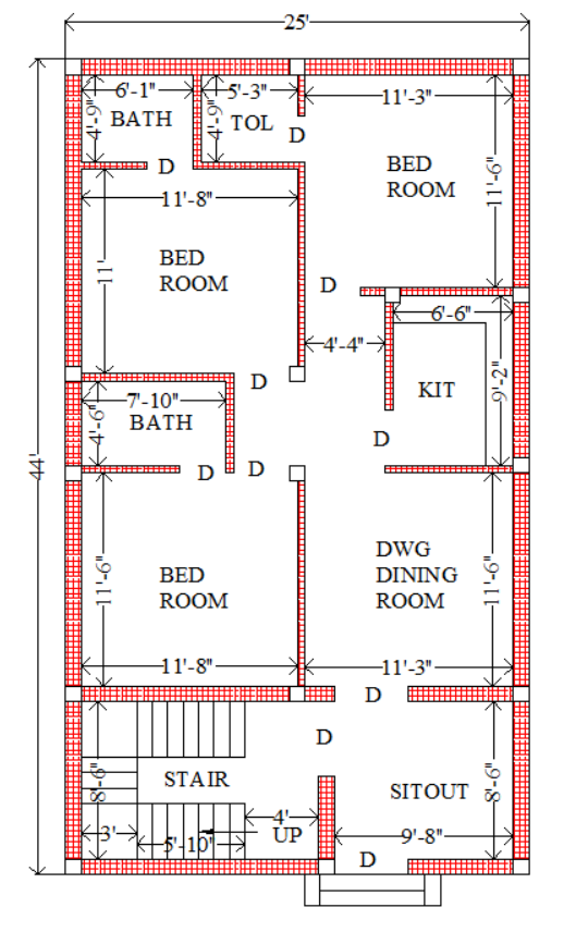 25 x 44 luxury best house plan