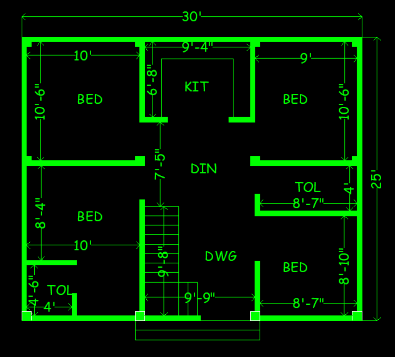 25 x 30 modern best 4 bhk house plan