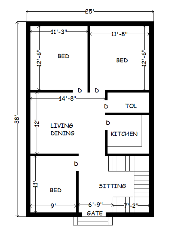 25 x 38 best modern house plan