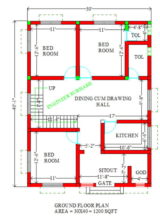 30 x 40 simple best house design with puja room