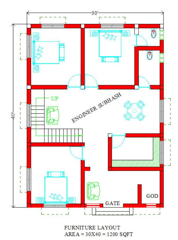 30 x 40 simple best house design with puja room