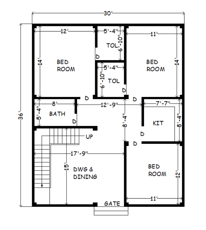 30 36 simple best village house plan