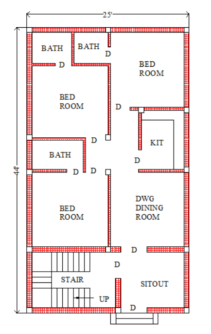 25 x 44 luxury best house plan