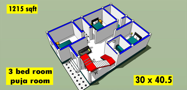 30 x 40 modern house plan with puja room